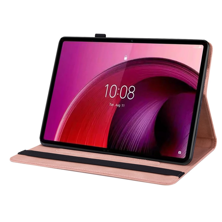 For Lenovo Tab M11/Xiaoxin Pad 11 2024 Butterfly Flower Embossed Leather Tablet Case(Rose Gold)