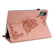 For Lenovo Tab M11/Xiaoxin Pad 11 2024 Butterfly Flower Embossed Leather Tablet Case(Rose Gold)