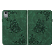For Lenovo Tab K11 Plus Butterfly Flower Embossed Leather Tablet Case(Green)