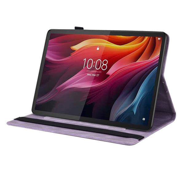 For Lenovo Tab K11 Plus Butterfly Flower Embossed Leather Tablet Case(Purple)