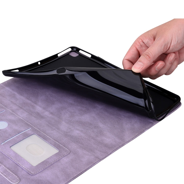 For Lenovo Tab K11 Plus Butterfly Flower Embossed Leather Tablet Case(Purple)