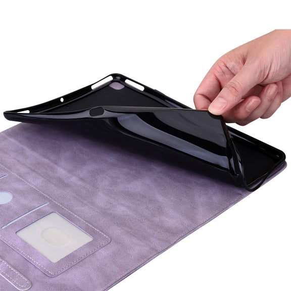 For Lenovo Tab K11 Plus Butterfly Flower Embossed Leather Tablet Case(Purple)