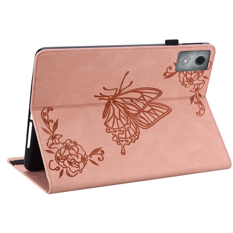 For Lenovo Tab K11 Plus Butterfly Flower Embossed Leather Tablet Case(Rose Gold)