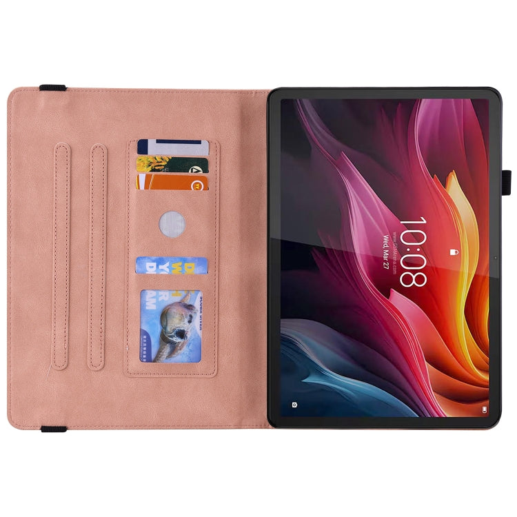 For Lenovo Tab K11 Plus Butterfly Flower Embossed Leather Tablet Case(Rose Gold)