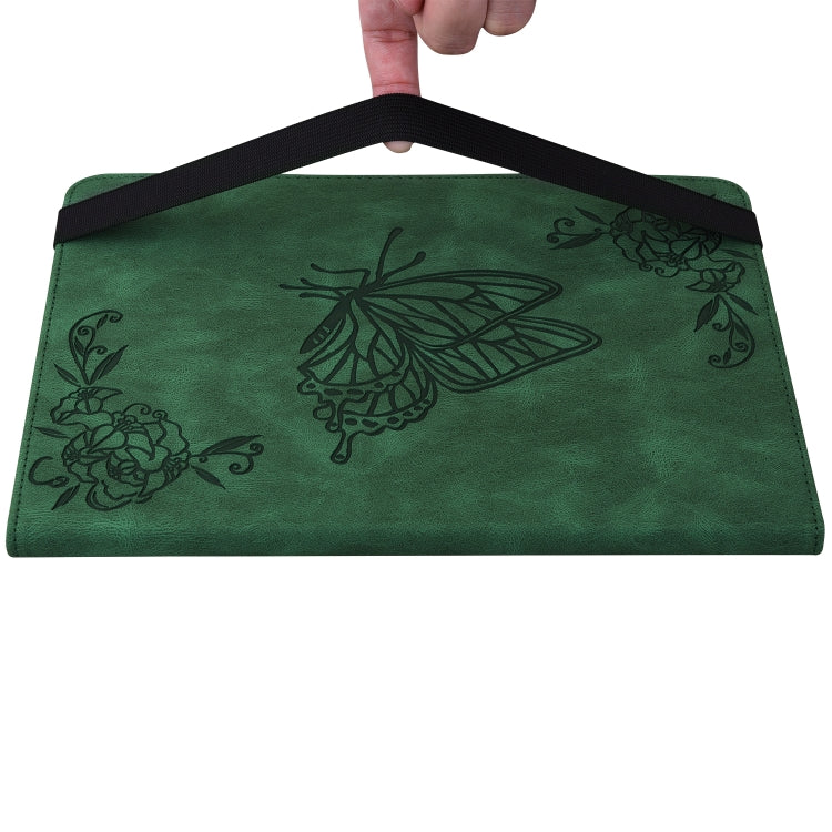 For Lenovo Tab P12 Pro 12.7 2025 Butterfly Flower Embossed Leather Tablet Case(Green)