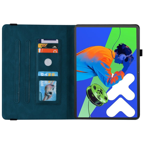 For Lenovo Tab P12 Pro 12.7 2025 Butterfly Flower Embossed Leather Tablet Case(Blue)