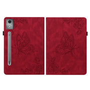 For Lenovo Tab P12 Pro 12.7 2025 Butterfly Flower Embossed Leather Tablet Case(Red)