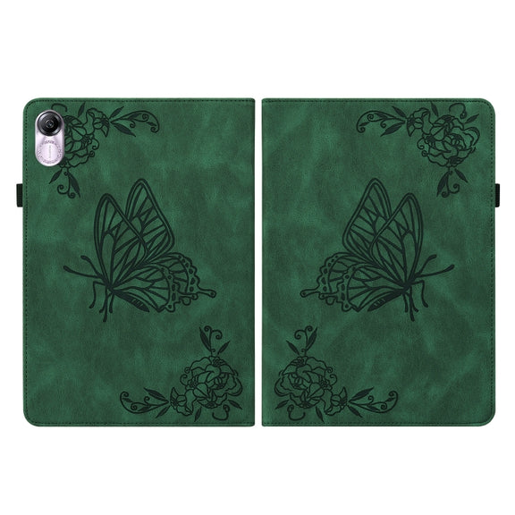For Honor Pad X8 Pro/X9 Butterfly Flower Embossed Leather Tablet Case(Green)