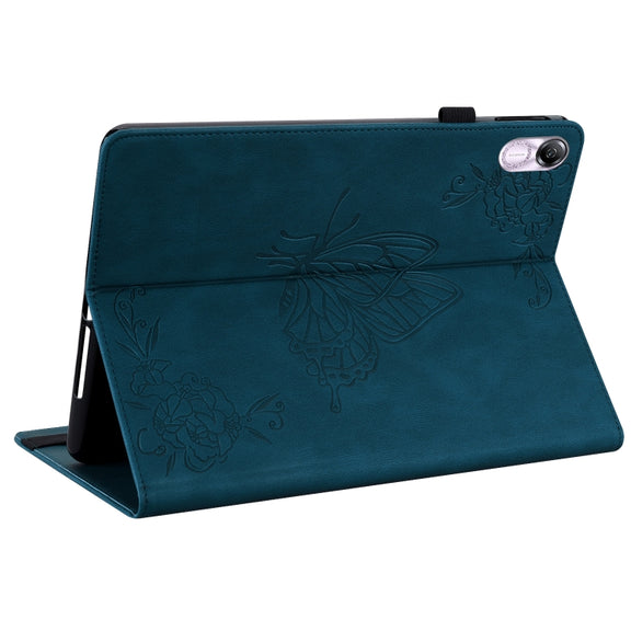 For Honor Pad X8 Pro/X9 Butterfly Flower Embossed Leather Tablet Case(Blue)