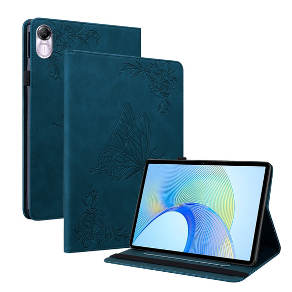 For Honor Pad X8 Pro/X9 Butterfly Flower Embossed Leather Tablet Case(Blue)