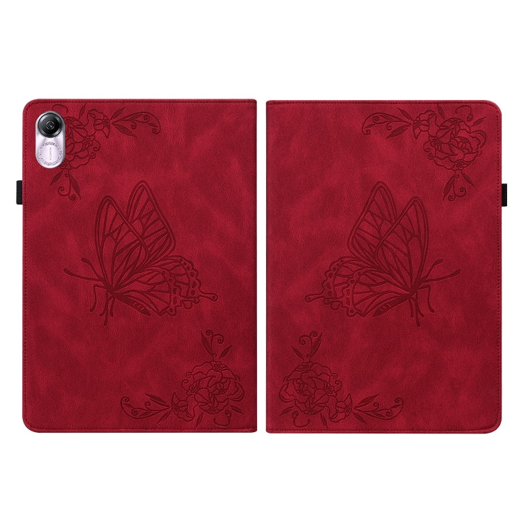 For Honor Pad X8 Pro/X9 Butterfly Flower Embossed Leather Tablet Case(Red)