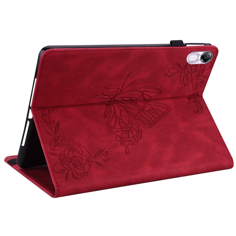 For Honor Pad X8 Pro/X9 Butterfly Flower Embossed Leather Tablet Case(Red)