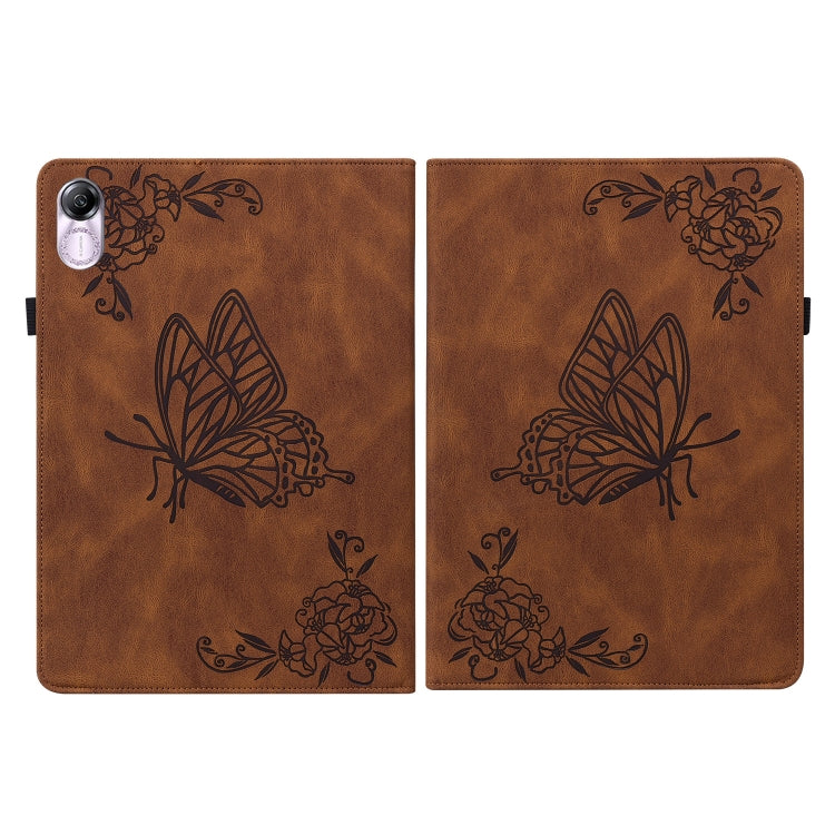 For Honor Pad X8 Pro/X9 Butterfly Flower Embossed Leather Tablet Case(Brown)