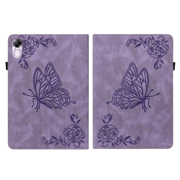 For Honor Pad X8 Pro/X9 Butterfly Flower Embossed Leather Tablet Case(Purple)