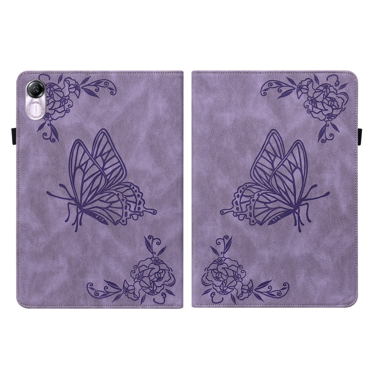 For Honor Pad X8 Pro/X9 Butterfly Flower Embossed Leather Tablet Case(Purple)