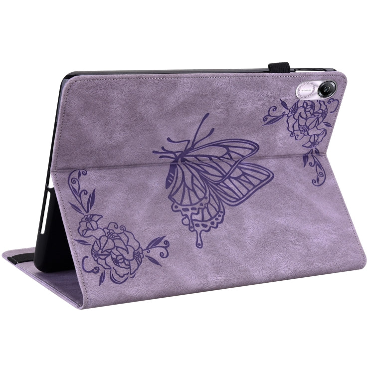 For Honor Pad X8 Pro/X9 Butterfly Flower Embossed Leather Tablet Case(Purple)