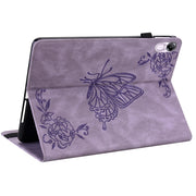 For Honor Pad X8 Pro/X9 Butterfly Flower Embossed Leather Tablet Case(Purple)