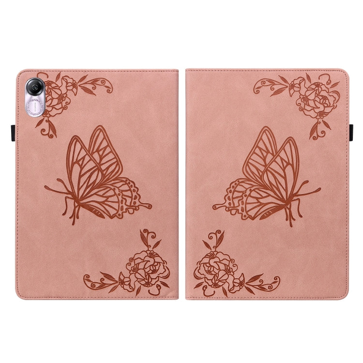 For Honor Pad X8 Pro/X9 Butterfly Flower Embossed Leather Tablet Case(Rose Gold)