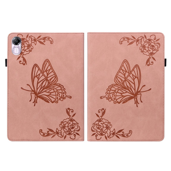 For Honor Pad X8 Pro/X9 Butterfly Flower Embossed Leather Tablet Case(Rose Gold)