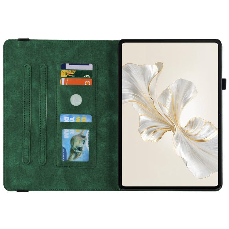 For Honor Pad 9 12.1 Butterfly Flower Embossed Leather Tablet Case(Green)