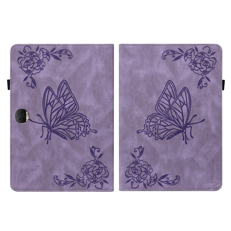 For Honor Pad 9 12.1 Butterfly Flower Embossed Leather Tablet Case(Purple)