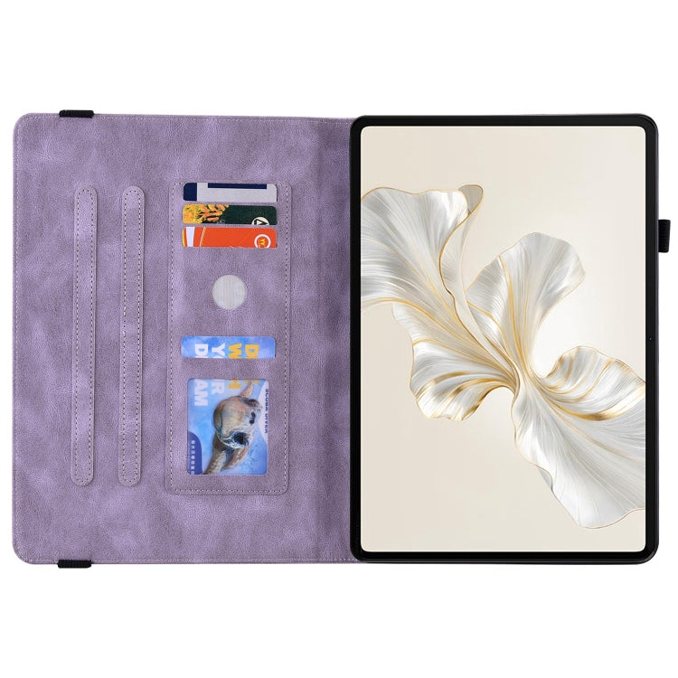 For Honor Pad 9 12.1 Butterfly Flower Embossed Leather Tablet Case(Purple)