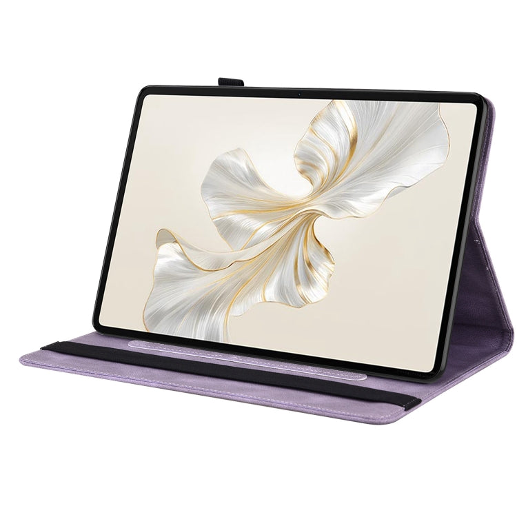 For Honor Pad 9 12.1 Butterfly Flower Embossed Leather Tablet Case(Purple)