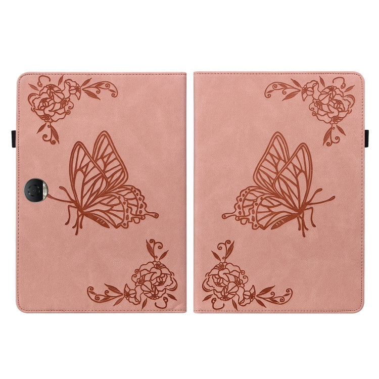 For Honor Pad 9 12.1 Butterfly Flower Embossed Leather Tablet Case(Rose Gold)