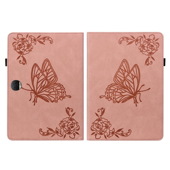 For Honor Pad 9 12.1 Butterfly Flower Embossed Leather Tablet Case(Rose Gold)