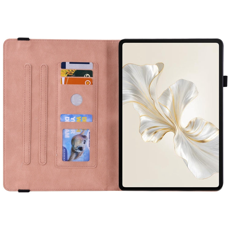 For Honor Pad 9 12.1 Butterfly Flower Embossed Leather Tablet Case(Rose Gold)
