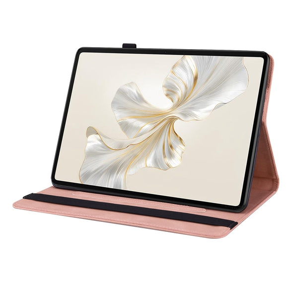 For Honor Pad 9 12.1 Butterfly Flower Embossed Leather Tablet Case(Rose Gold)