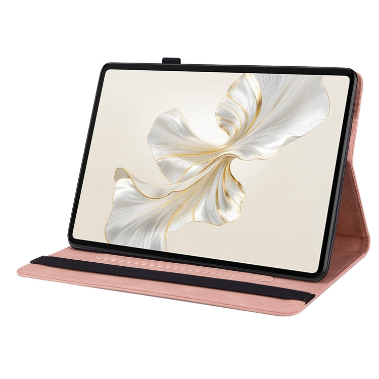 For Honor Pad 9 12.1 Butterfly Flower Embossed Leather Tablet Case(Rose Gold)