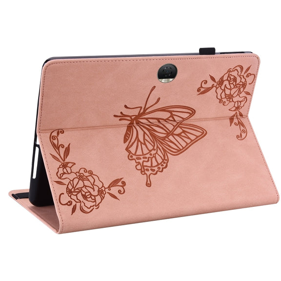 For Honor Pad 9 12.1 Butterfly Flower Embossed Leather Tablet Case(Rose Gold)