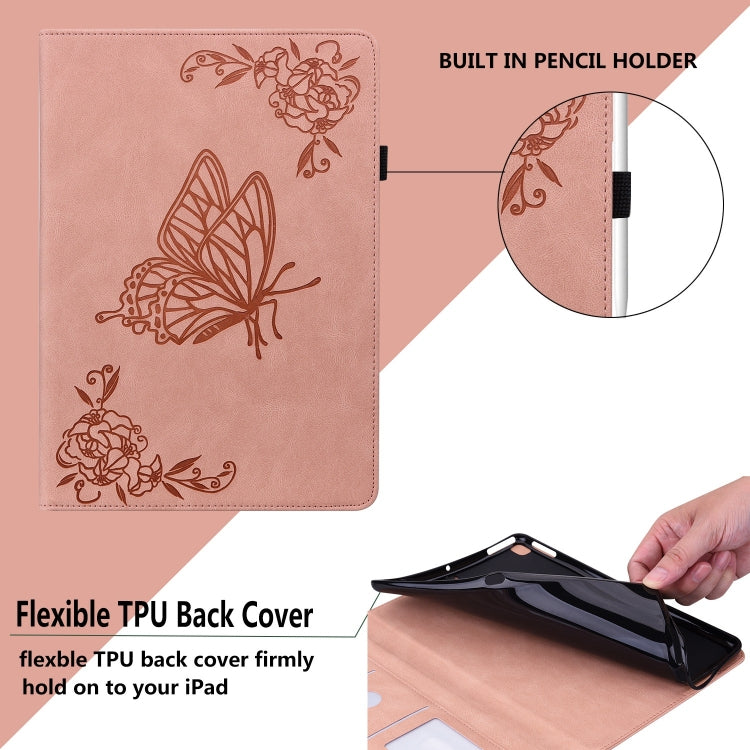 For Honor Pad 9 12.1 Butterfly Flower Embossed Leather Tablet Case(Rose Gold)