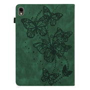 For Samsung Galaxy Tab S9 Embossed Butterfly Pattern Horizontal Flip Leather Tablet Case(Green)