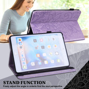 For Samsung Galaxy Tab S9 Lace Flower Embossing Pattern PU Tablet Case(Purple)
