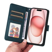 For iPhone 15 BETOPNICE BN-005 2 in 1 Detachable Imitate Genuine Leather Phone Case(Blue)