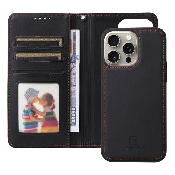For iPhone 15 Pro Max BETOPNICE BN-005 2 in 1 Detachable Imitate Genuine Leather Phone Case(Black)