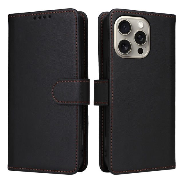 For iPhone 15 Pro Max BETOPNICE BN-005 2 in 1 Detachable Imitate Genuine Leather Phone Case(Black)