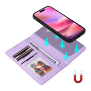 For iPhone 16 BETOPNICE BN-005 2 in 1 Detachable Imitate Genuine Leather Phone Case(Light Purple)