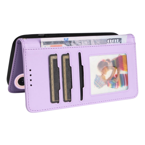 For iPhone 16 BETOPNICE BN-005 2 in 1 Detachable Imitate Genuine Leather Phone Case(Light Purple)