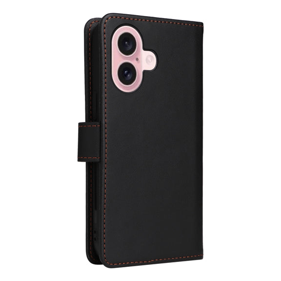 For iPhone 16 Plus BETOPNICE BN-005 2 in 1 Detachable Imitate Genuine Leather Phone Case(Black)
