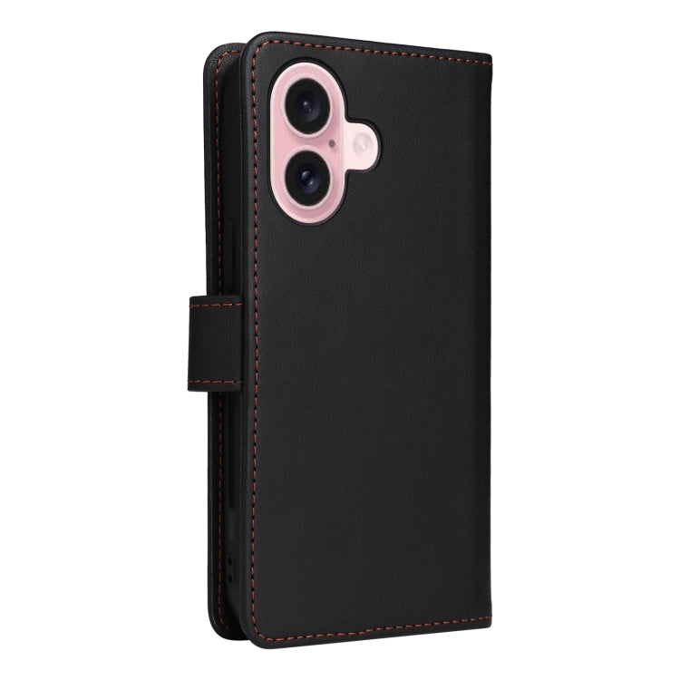 For iPhone 16 Plus BETOPNICE BN-005 2 in 1 Detachable Imitate Genuine Leather Phone Case(Black)