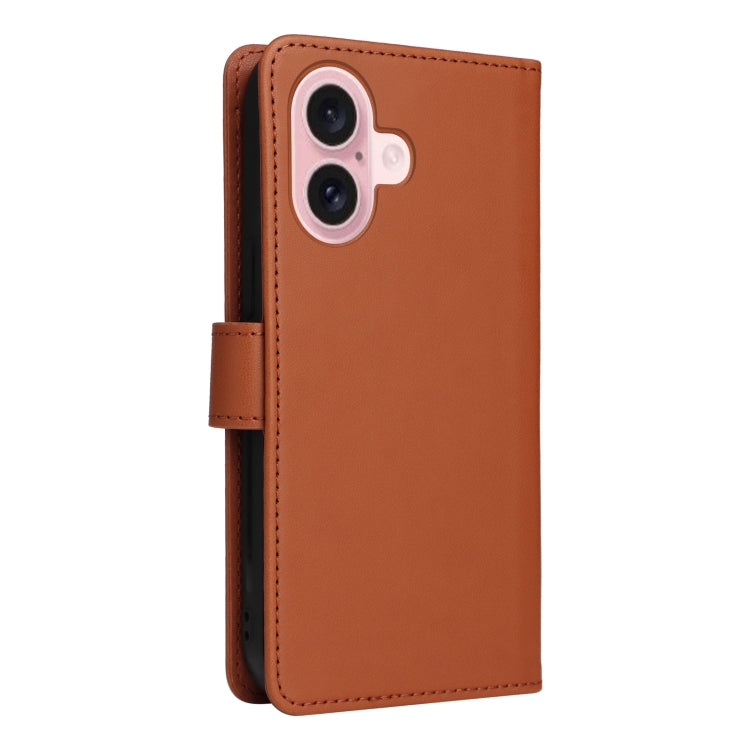 For iPhone 16 Plus BETOPNICE BN-005 2 in 1 Detachable Imitate Genuine Leather Phone Case(Brown)