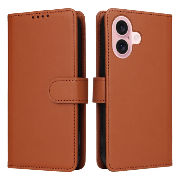 For iPhone 16 Plus BETOPNICE BN-005 2 in 1 Detachable Imitate Genuine Leather Phone Case(Brown)
