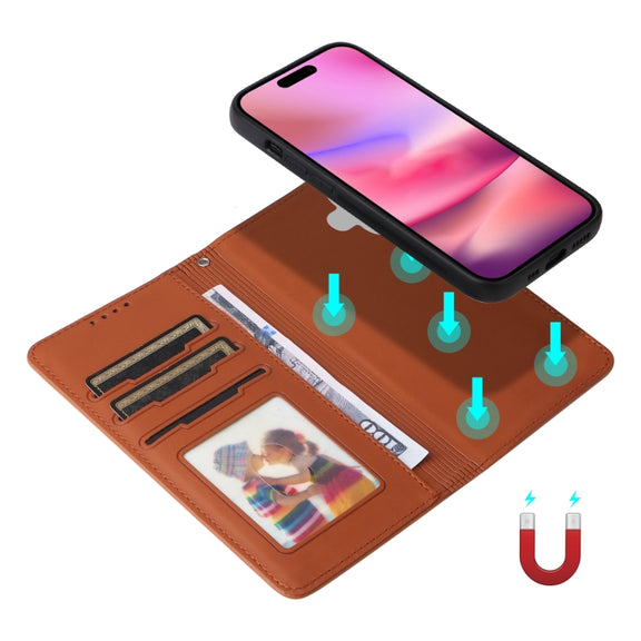 For iPhone 16 Plus BETOPNICE BN-005 2 in 1 Detachable Imitate Genuine Leather Phone Case(Brown)