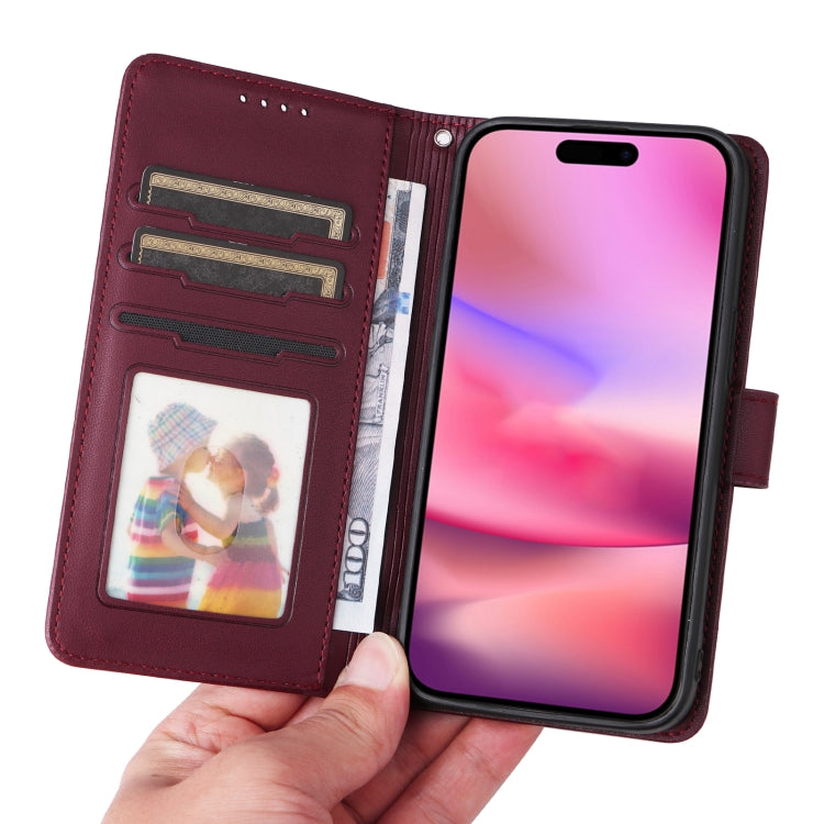For iPhone 16 Plus BETOPNICE BN-005 2 in 1 Detachable Imitate Genuine Leather Phone Case(Wine Red)