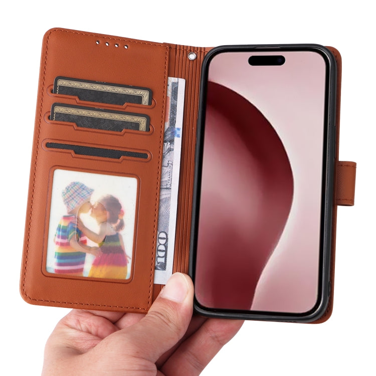 For iPhone 16 Pro BETOPNICE BN-005 2 in 1 Detachable Imitate Genuine Leather Phone Case(Brown)