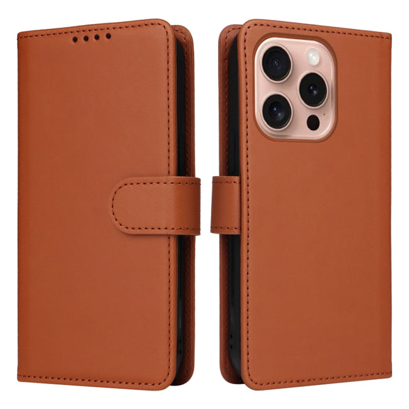 For iPhone 16 Pro BETOPNICE BN-005 2 in 1 Detachable Imitate Genuine Leather Phone Case(Brown)