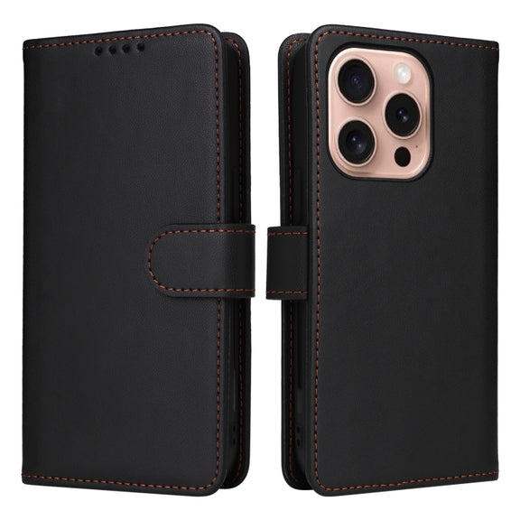 For iPhone 16 Pro Max BETOPNICE BN-005 2 in 1 Detachable Imitate Genuine Leather Phone Case(Black)